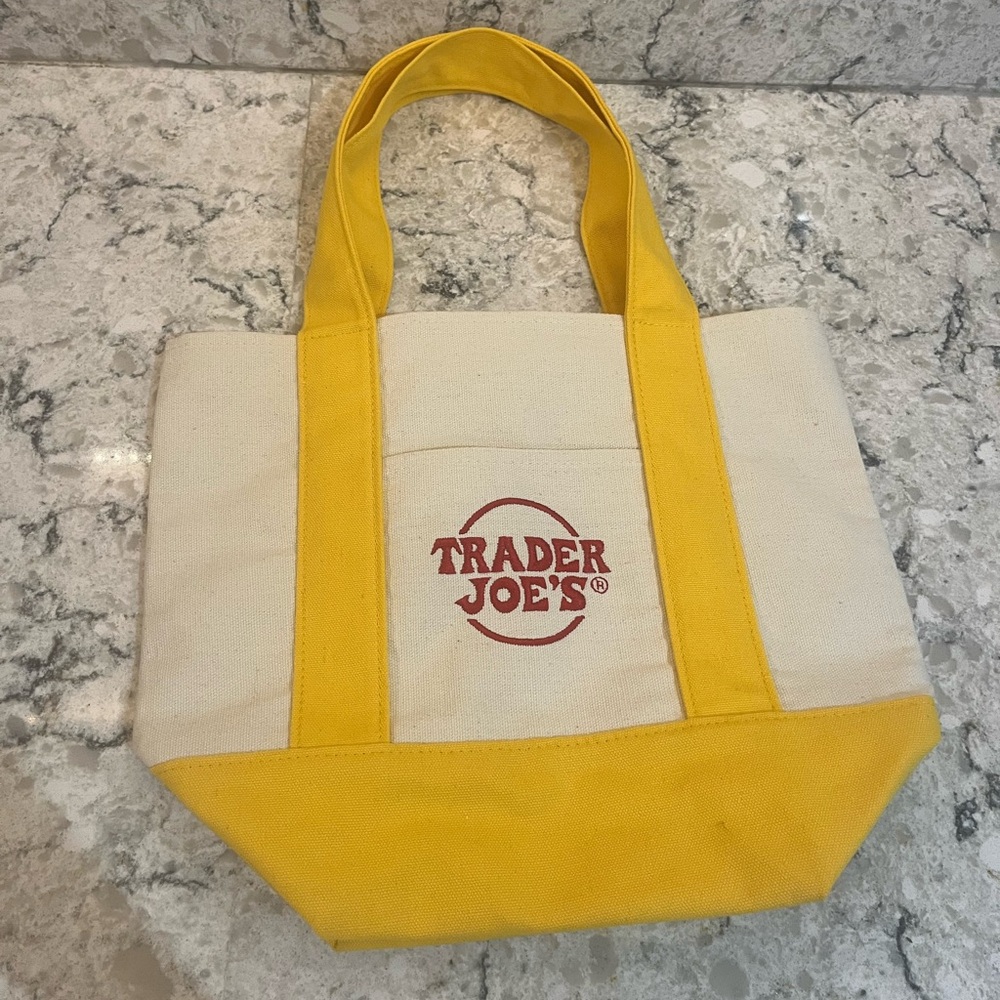 Trader Joe’s Mini Tote Bag Collectible Yellow and Cream Tote Bag